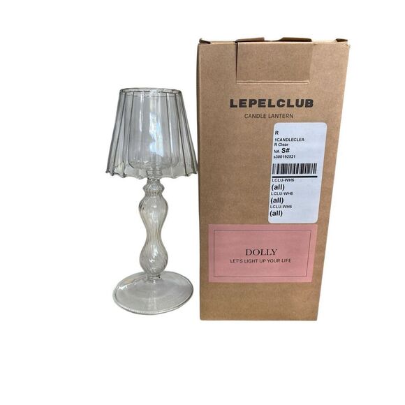 Lepel Club Dolly Glass Candle Lantern – Clear Decorative Lamp Style Holder - Picture 1 of 1